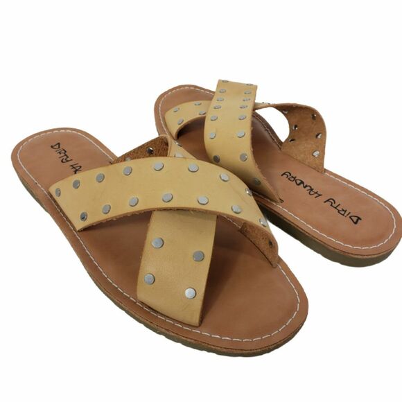 Dirty Laundry Shoes - Dirty Laundry Sandals Womens 9.5  Slide Elana Tan Studded Open Toe Shoes